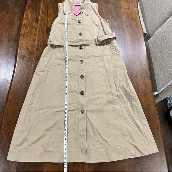 New Kate Spade Sleeveless Classic Trench Shirt Dress Belted Khaki Tan Size Large - Picture 7 of 7